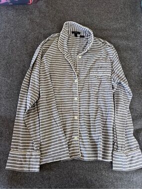 J. Crew Gray and White Striped Cotton Pajamas